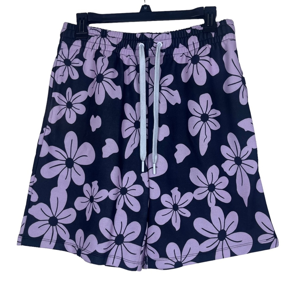 ASOS Design Men's Relaxed Sweat Shorts Size S Tropical Summer Beach Navy Purple